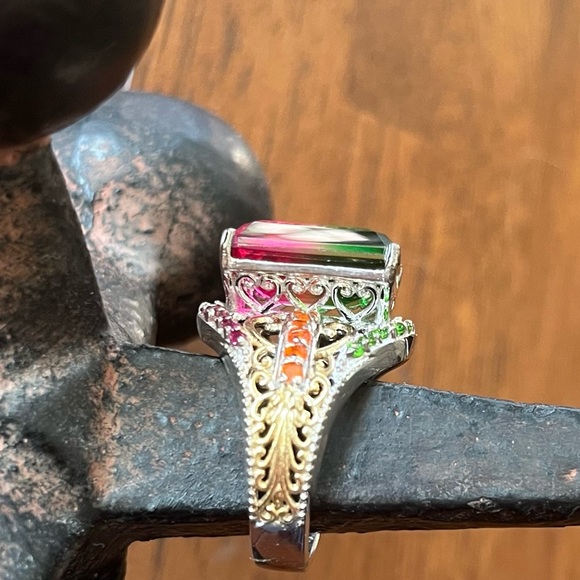 🍉 Emerald Cut Watermelon Quartz Ring 😍 - Picture 8 of 9